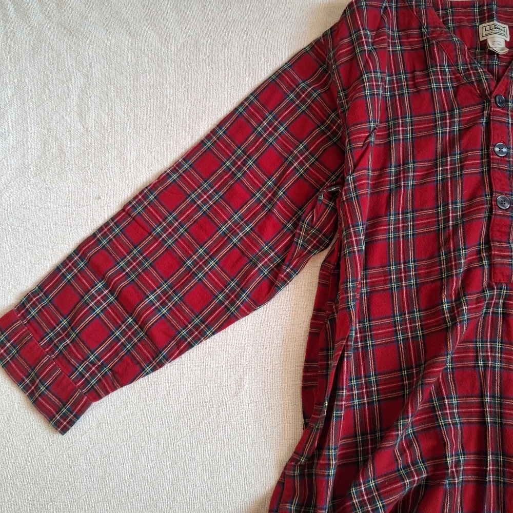 l.l bean vintage flannel nightgown xl 90s y2k plaid - Picture 2 of 7